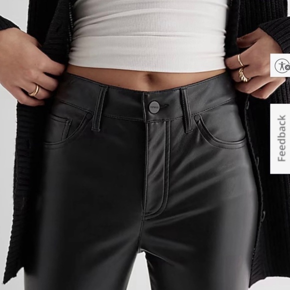 Express High Waisted Faux Leather '90s Skinny Pant - Picture 2 of 5